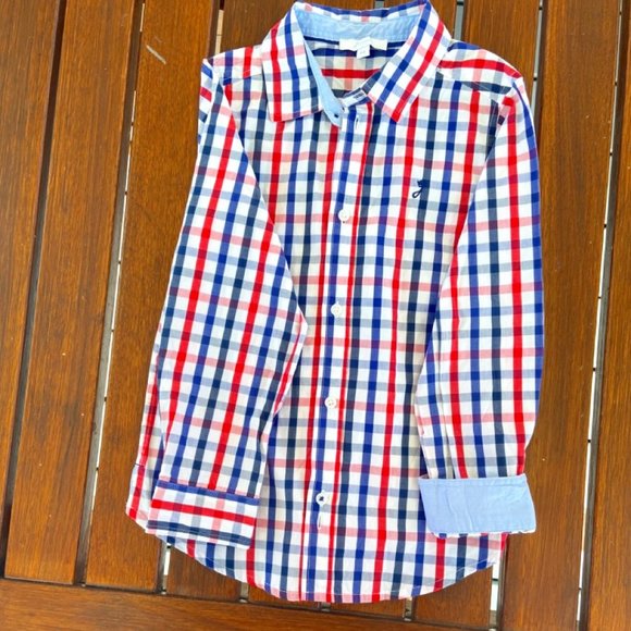 Jacadi Other - Jacadi Boy's Plaid Button Front Shirt with Contrasting Cuff in Size 6 EUC